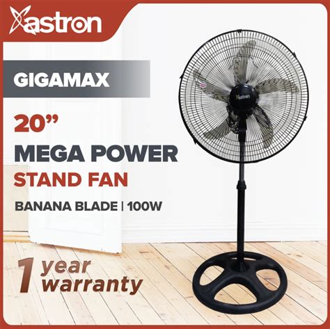 Astron Gigamax Mega Power Stand Fan 20 Black Electric Fan 100w Xxl