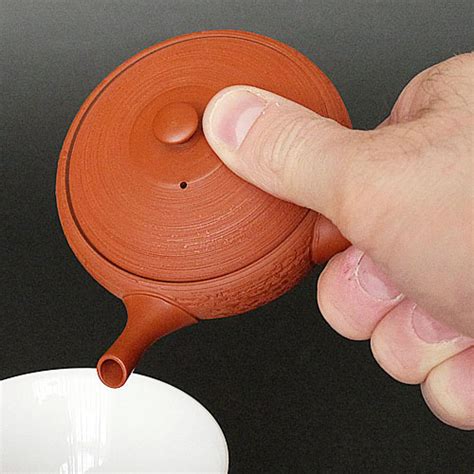 Red Tokoname Yaki Kyûsu Teapot With “pine Bark” Motifs By Gyokkô 130