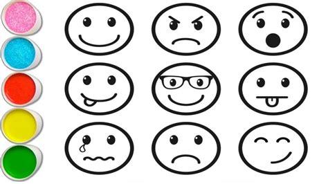 Cara Menggambar Dan Mewarnai Emoticon Buku Mewarnai Wajah Emoji Untuk