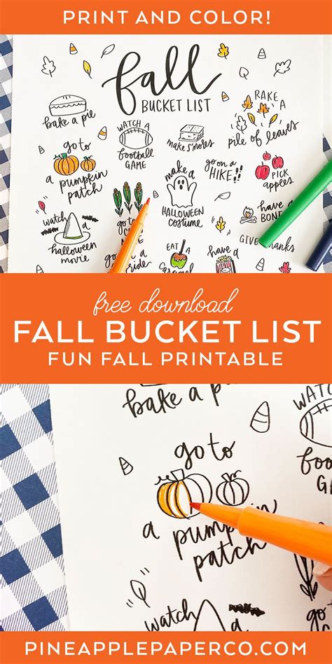Free Printable Fall Bucket List Coloring Page Fall Bucket List Fall
