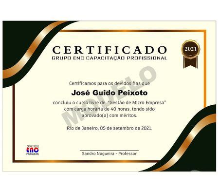 Certificado de Cursos Livres Madureira Serviços especializados no