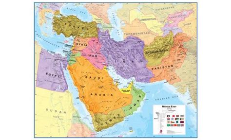 Maps International Large Middle East Wall Map Political Laminated