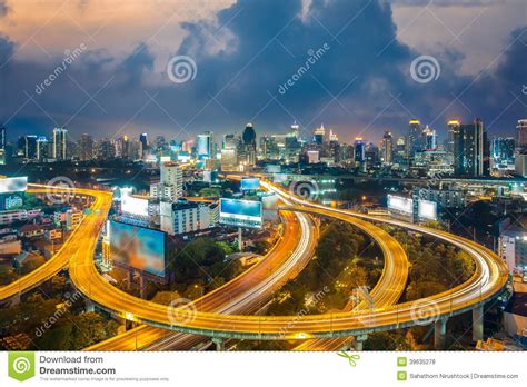 Bangkok Cityscape At Twilight Bangkok Expressway Stock Photo Image