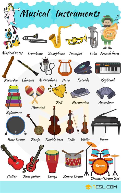Musical Instruments Names List Of 100 Instruments Of Music 7esl