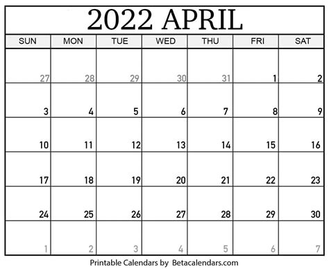 View Calendar April 2022 Printable  All In Here