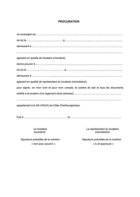 Model De Procuration Doc Pdf Page Sur