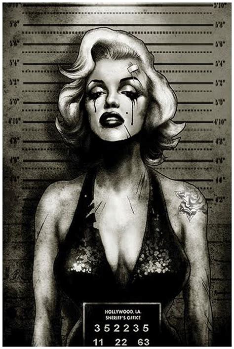 Marilyn Monroe Mugshot By Marcus Jones Screaming Demons Fine Tattoo Art Print Purple Leopard