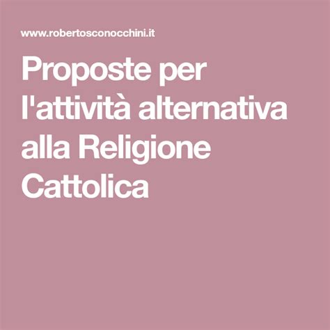 Proposte Per L Attivit Alternativa Alla Religione Cattolica Attivit Alternativo Religione