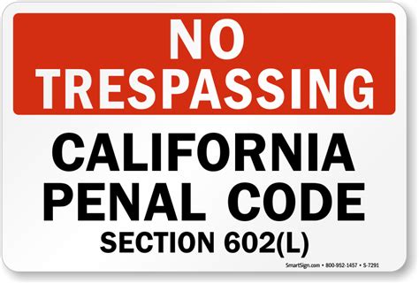 No Trespassing California Penal Code Sign Sku S 7291