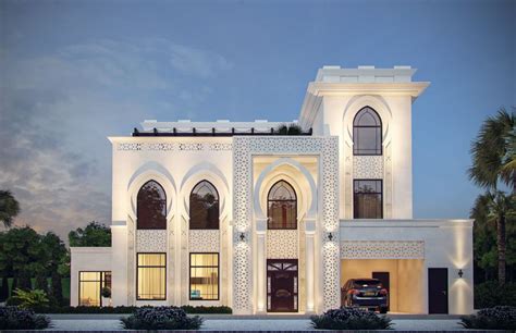 White Modern Islamic Villa Exterior Design Jeddah Saudi Arabia Cas