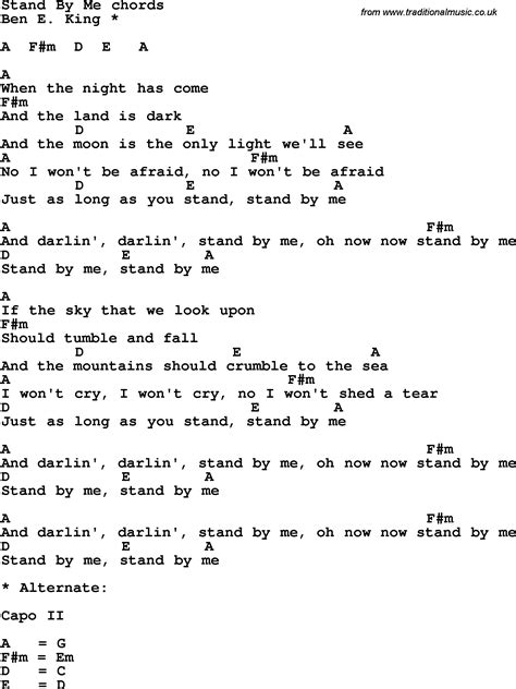 It failed to match the success of his previous singles and charted at #14. Song lyrics with guitar chords for Stand By Me