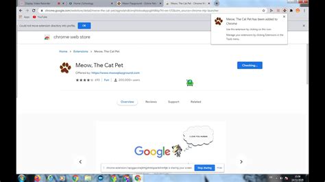 How To Add Meow The Cat Pet Extension To Chrome Youtube