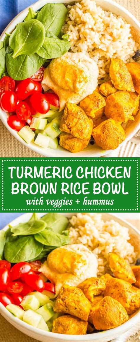 An easy weeknight meal that can be served along any side dish! Turmeric chicken bowls with rice and hummus | Recipe ...