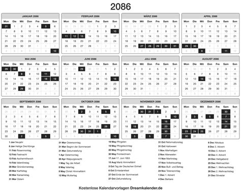 Kalender 2086