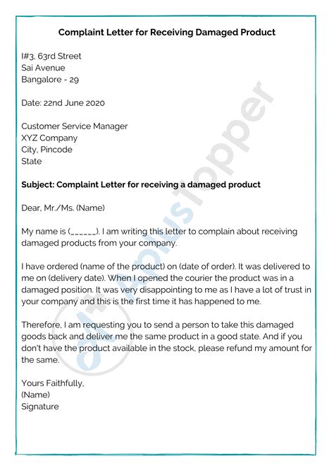 🏆 Formal Business Complaint Letter Business Complaint Letter Template
