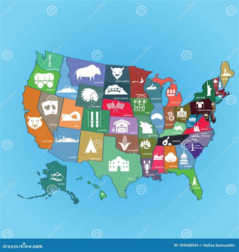 Collection Of Us State Maps Vector Illustration Decorative Design