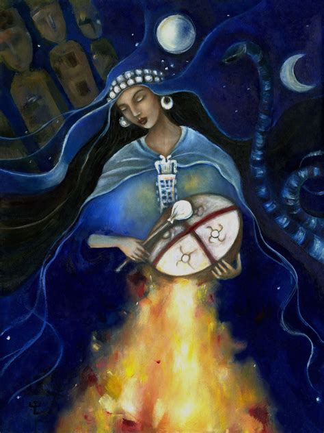 Kuyn Goddess Of The Mapuche Art On Canvas Ancestor Altar Etsy Moon
