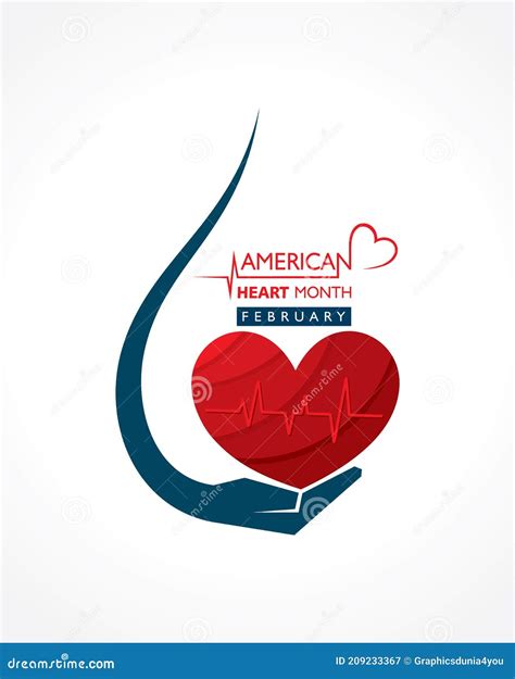 National American Heart Month Observed In February Stock Vector