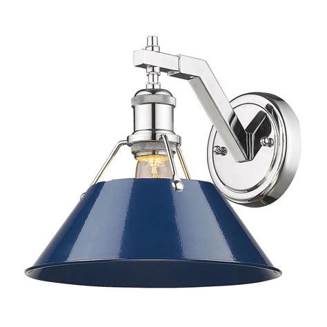 Which one is the best led light bulbs for the bathroom these days? Golden Lighting Orwell 1-Light Chrome with Navy Shade Wall ...