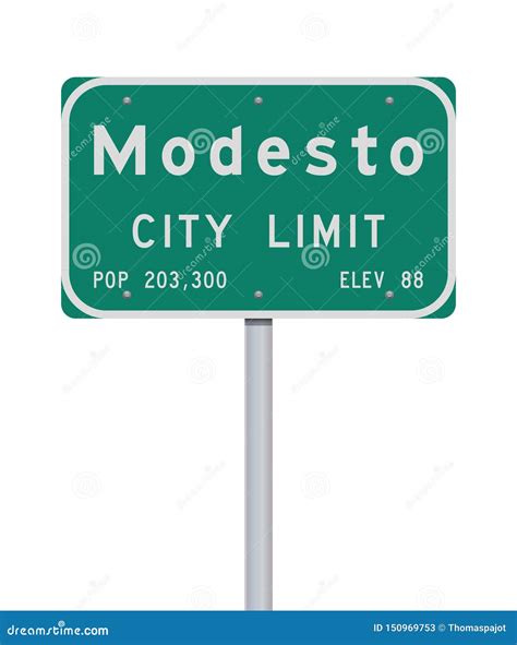 Modesto City Limit Road Sign Stock Vector Illustration Of Population
