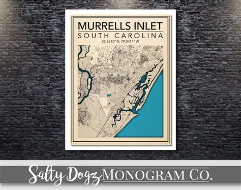 Wall Art Map Of Murrells Inlet South Carolina Etsy