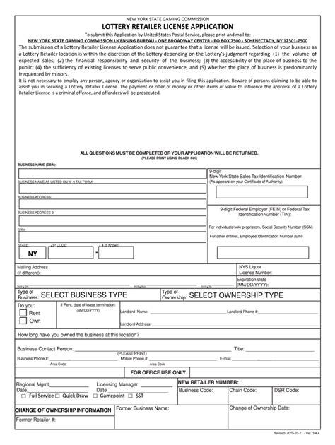 Nys Lottery Retailer Application 2020 2022 Fill And Sign Printable