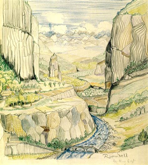 Sketch Of Rivendell By Jrrt Tolkien Illustration Tolkien Art