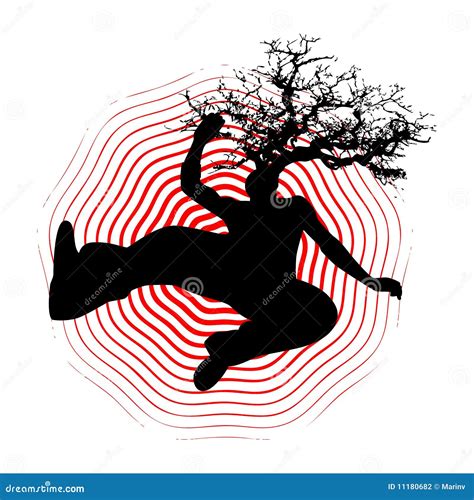 Falling Man With Tree In Head Stock Illustration Illustration Of Back