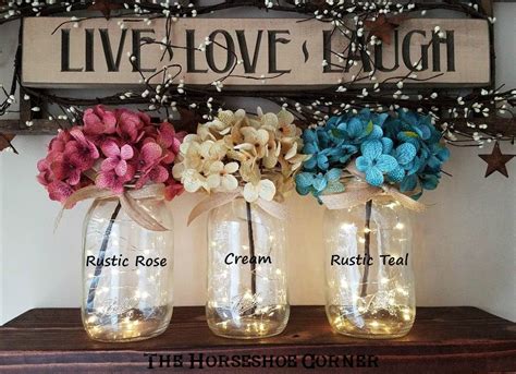 Mason Jar With Lights Lighted Mason Jar Vase Rustic Wedding Etsy