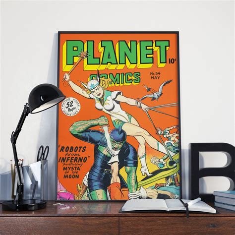 Vintage Science Fiction Art Print Planet Comics Pin Up Comicbook