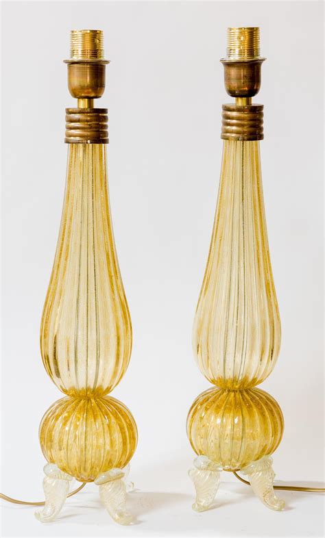 A Pair Of Amber Murano Glass Lamp Bases Circa 1950 60cm High Estimate 1 200 1 500 Glass Lamp