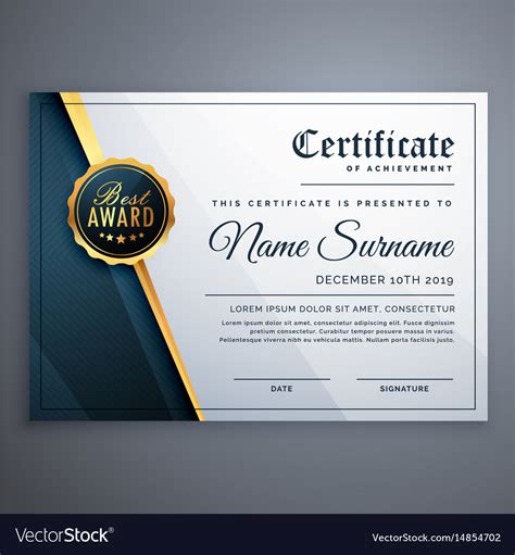 Modern Premium Certificate Award Design Template Vector Image