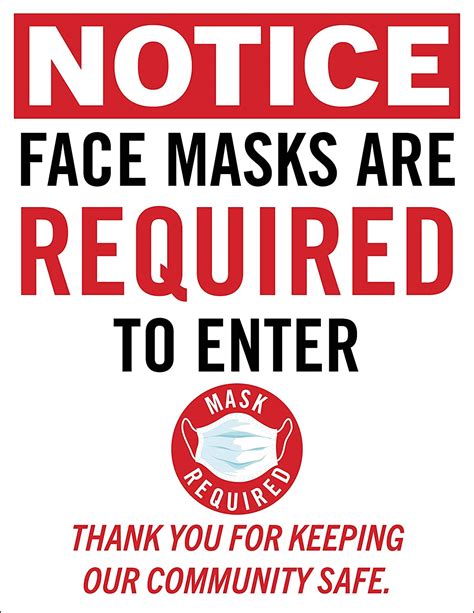 Notice - Face Masks are Required to Enter Poster - 10 Pack of Signs ...