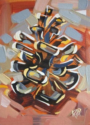 Daily Paintworks Pine Cone Abstraction 13 Original Fine Art For