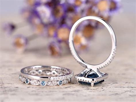 It's the perfect accompaniment for your spring engagement. 3pos London Blue Topaz Engagement Ring HaloSolid 14k White | Etsy | London blue topaz engagement ...