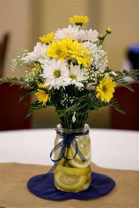 Mason Jar Centerpieces With Lemons And Burlap