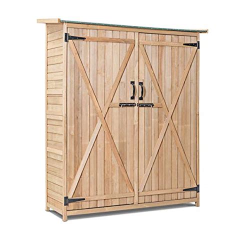 Buy Goplus Outdoor Storage Shed Lockable Wooden Storage Unit Tilt Roof