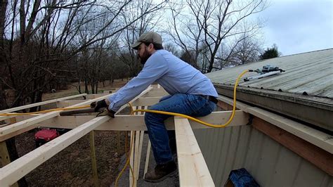 Adding A Lean To On A Pole Barn Pt 2 Rafters And Purlins Youtube