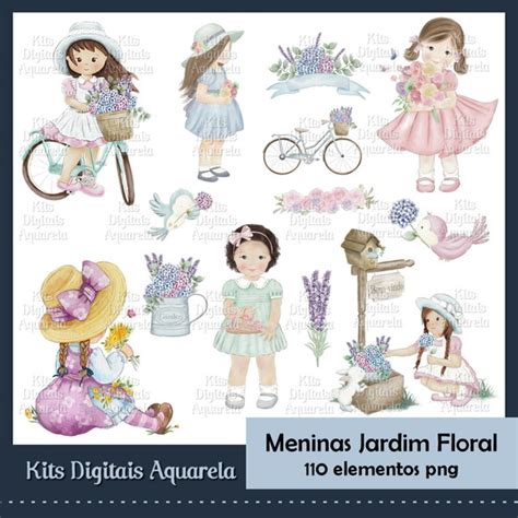 Kit Digital Meninas Floral Aquarela Elo7 Produtos Especiais