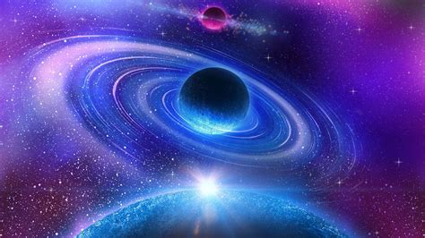 Blue Planets Collision Stars Space Purple 4k Wallpaper