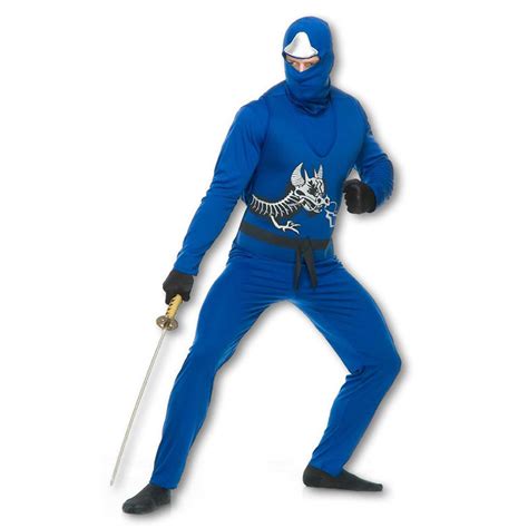 Blue Ninja Avenger Costume Cheap Ninja Costume With Dragon Adult