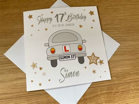17th Birthday Card Learner Driver Personalised Driving Etsy Uk