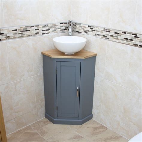 Corner bathroom vanity | corner units by showerama. Grey Painted | Bathroom Corner Compact Vanity Unit ...