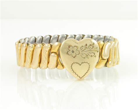 Vintage Sweetheart Expansion Bracelet 12K Gold Filled Heart Expansion
