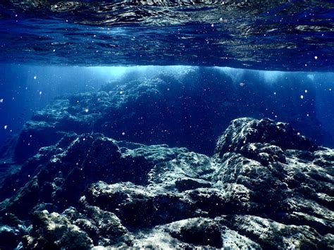 Hd Wallpaper Blue Rock Sea Diving Water Ocean Underwater