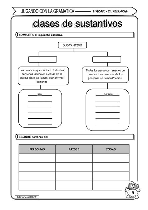 El Sustantivo Fichas De Trabajo Para Ni Os
