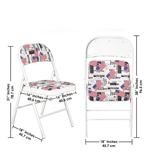Padded Metal Caf  Folding Chair In White And Blue Colour By Story Home Padded Metal Caf  Folding Cha Is0tof 
