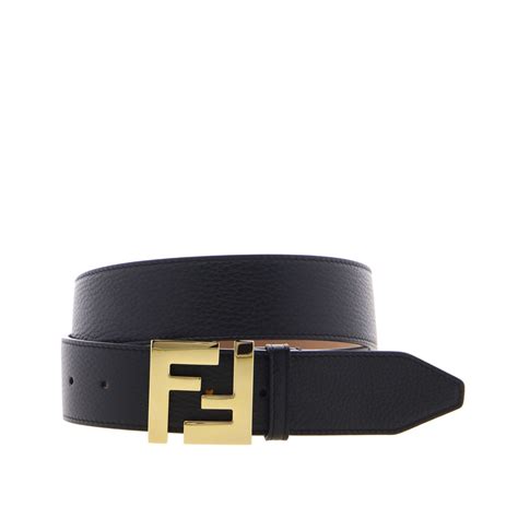 Fendi Textured Leather Belt With Ff Buckle Belt Fendi Men Black
