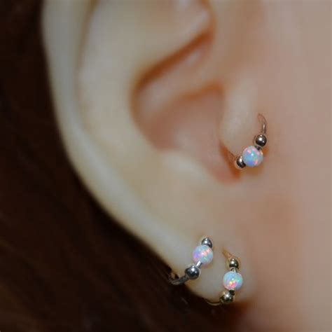 Tragus Earring G Gold Nose Ring Mm White Opal Tragus Etsy Ear