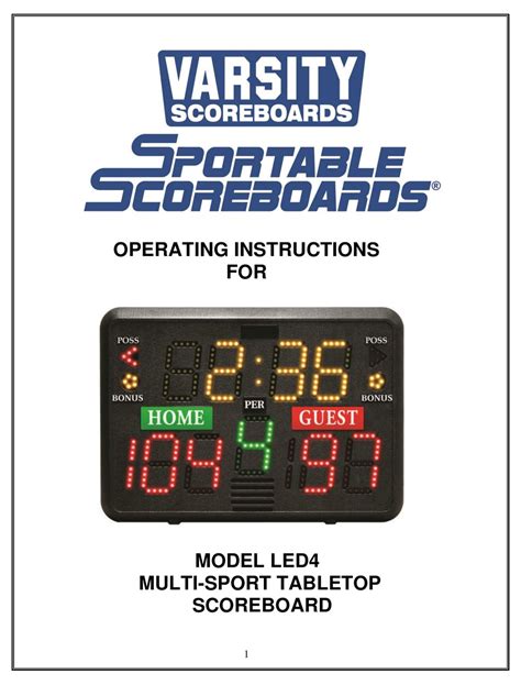 Varsity Scoreboards Sportable Scoreboards Led4 Operating Instructions